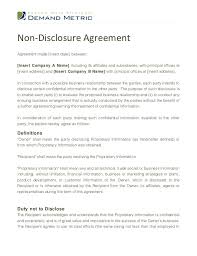 Printable Sample Non Disclosure Agreement Sample Form In