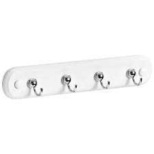 White 4 Hook Wall Mounted Key Holder