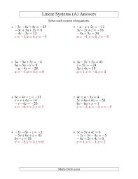 of linear equations three variables