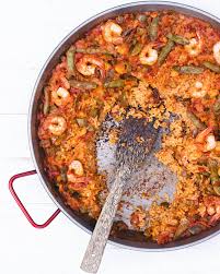 seafood paella on an open fire a