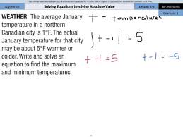 Solving Equations Involving Absolute