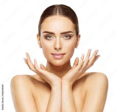stockfoto woman face hands beauty skin