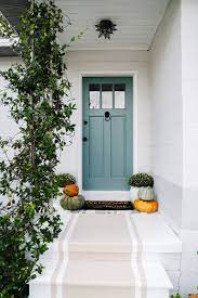 Green Front Door With Painted Striped