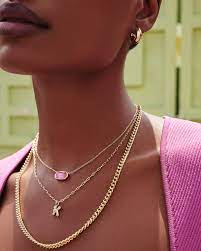 elisa gold pendant necklace in azalea