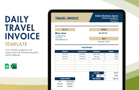 travel invoice template in excel free