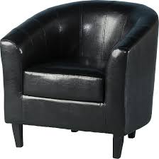 Classic roll arms, jumbo stitching and nailhead trim, this generously scaled chair will win you over cozy comfort: Bbs144 Tempo Tub Chair In Black Faux Leather Bargain Shop