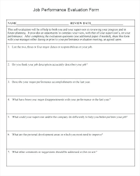 Performance Evaluation Template For Managers Job Performance