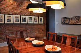 brick feature wall asian dining room