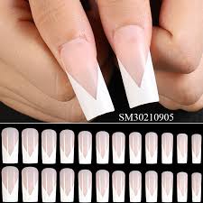 24pcs white french tip press on nails