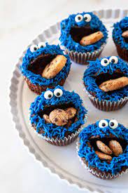 fun cookie monster cupcakes noshing