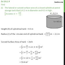 Ex 13 2 9 Find I The Lateral Or Curved Surface Area