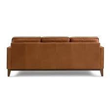 New Heights Field 84 5 In W Square Arm Genuine Leather Lawson Straight Sofa Brown