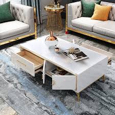 Modern White Coffee Table With Drawers
