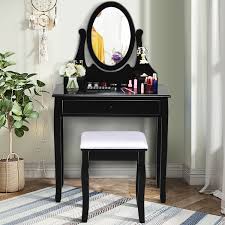 bedroom wooden mirrored makeup vanity