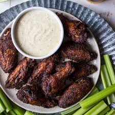 dry rub wings with white bbq sauce