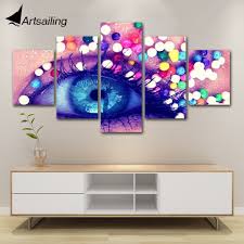 This is a method of applying color that only partially covers a previously dried layer of paint. 5 Panel Canvas Painting Hair Salon Beautiful Eye Make Up Cosmetics Canvas Wall Art Print And Poster Artwork For Living Room Painting Calligraphy Aliexpress