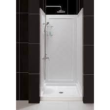 Lowes shower bench shower stall with the same level with seat at lowes kohler one piece shower of boynton beach police department in x 31875in x 31875in x 31875in in advance we can still complete an. Dreamline Dreamline 32 In D X 32 In W X 76 3 4 In H Center Drain Acrylic Shower Base And Qwall 5 Backwall Kit In White In The Shower Stalls Enclosures Department At Lowes Com