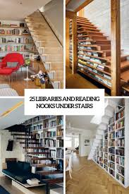 The bookcase is basically a gate that swings out. 25 Libraries And Reading Nooks Under Stairs Digsdigs