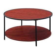 This large contemporary styled coffee table features two full tiers of surface area separated by steel beams, all over a dark wood frame with plentiful storage cubbies on all sides. Tucson Metal Round Coffee Table Cherry Black Breighton Home Target