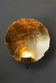 Smooth Gold Leaf Tea Light Wall Sconce