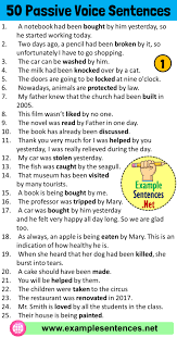 In contrast, the sentences someone pulled down the tree. 50 Passive Voice Sentences Passive Voice Exercises And Example Sentences Example Sentences