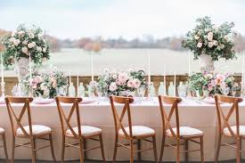 Maybe you would like to learn more about one of these? Two Large Tall Flower Centerpieces Unique Flower Arrangements With Table Set Up In A Blush And Classic Wedding Styles Tall Flower Centerpieces Wedding Flowers