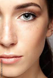 closeup macro portrait of female face