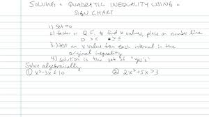 Solving A Quadratic Inequality Using A Sign Chart Math