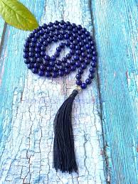 blue lapis lazuli stone beads mala for