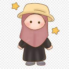 jilbab muslimah lucu memakai ikon topi