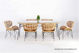 These materials are hand woven over and between a rattan frame. Noura Rattan Dining Set Indonesia Teak Java Furniture Manufacturer Project And Wholesale