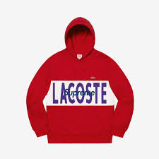 Unisex Lacoste X Supreme Logo Panel Hooded Sweatshirt Lacoste