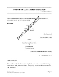 Lease Extension Agreement Form Lease Extension Agreement United