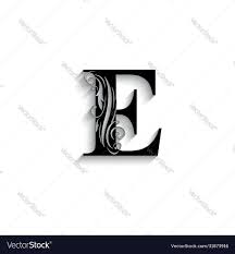 e letter black flower alphabet