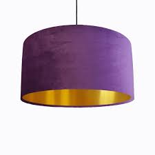 Purple Lampshade In Velvet With Gold