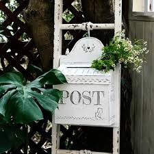 Handmade White Metal Post Mailbox Wall
