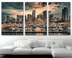 Miami Skyline Canvas Print Wall Art