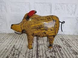 Iron Rustic Printed Metal Pig Statue