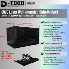 d tech 6406 6u wallmounted data cabinet