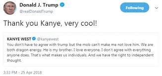 Image result for trump tweet thank you very cool kanye