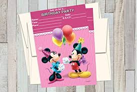 Amazon Com 12 Mickey And Minnie Pink Birthday Invitations