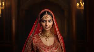 indian bride wearing red lahenga