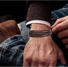 mens leather cuff bracelet adjule