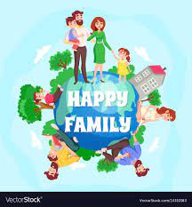 happy family cartoon composition