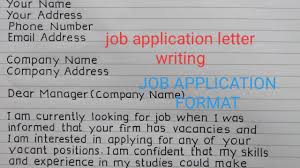 job application letter writing job