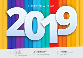 Happy New 2019 Greetings Card With Colorful Background