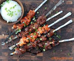 filipino bbq pork and en skewers