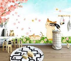 Cherry Blossom And Cartoon Cats