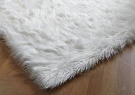 large ivory white faux fur sheepskin