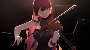 This anime fan art contains violist, cello, and violoncello. Girls Frontline Girl Playing Violin With Black Background 4k Hd Games Wallpapers Hd Wallpapers Id 42103
